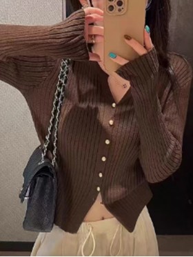 V-Neck Long Sleeve Knitted Open Cardigan